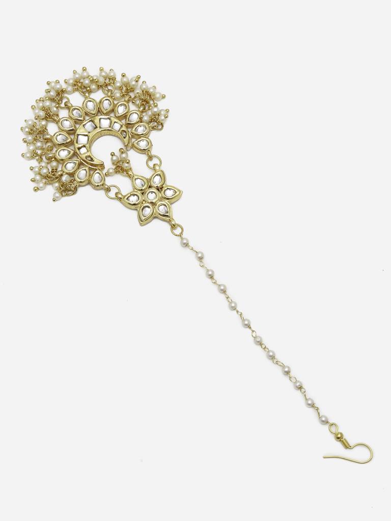 Gold-Plated Kundan Maang Tikka : RUBYM7
