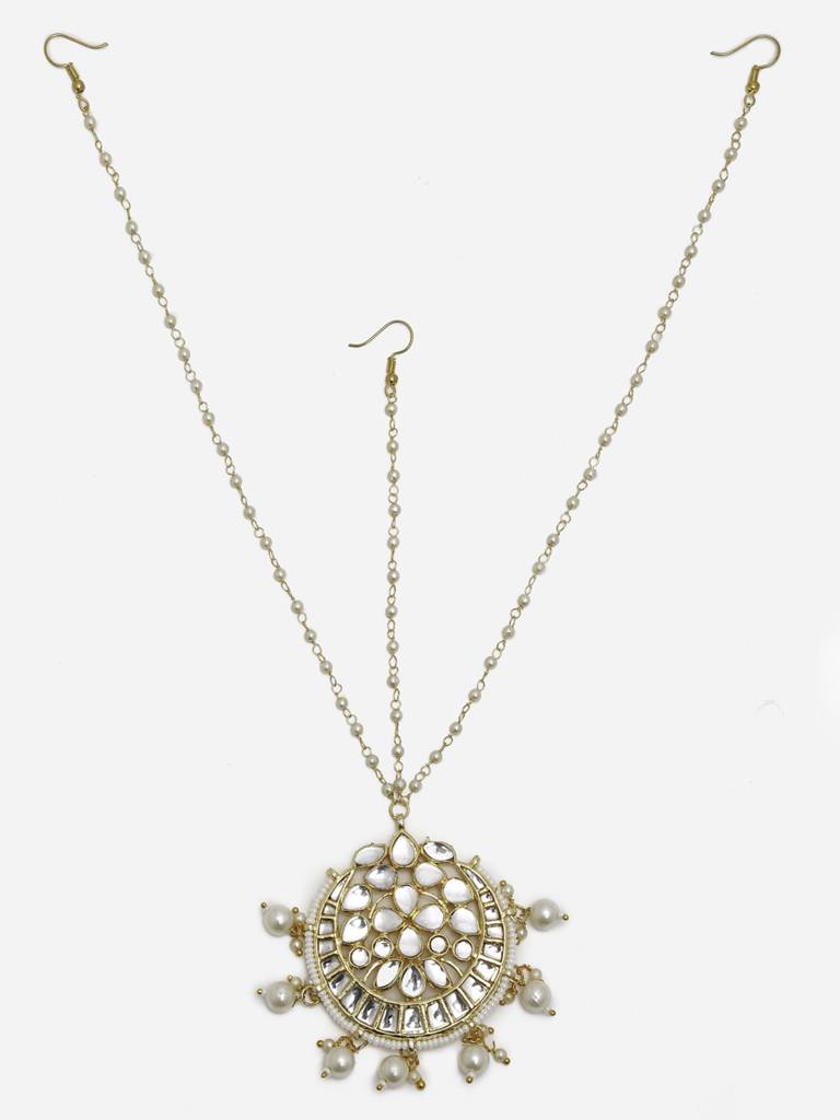 Kundan And Pearl Chained Matha Patti : RUBYM95