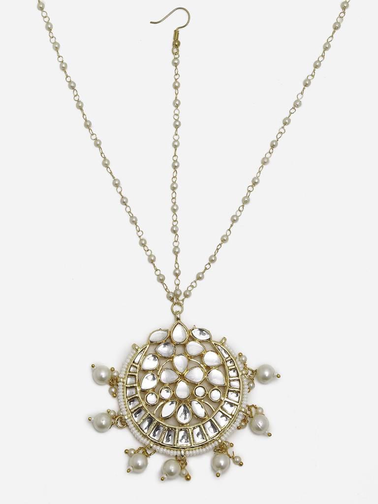Kundan And Pearl Chained Matha Patti : RUBYM95