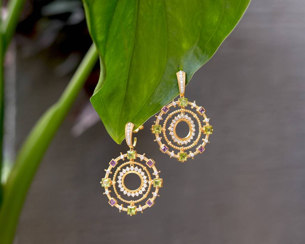 Eden Amethyst And Peridot Earrings : RU-ER-14