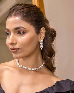Radiant Pearl & Diamond Necklace Set : RU-NE-19