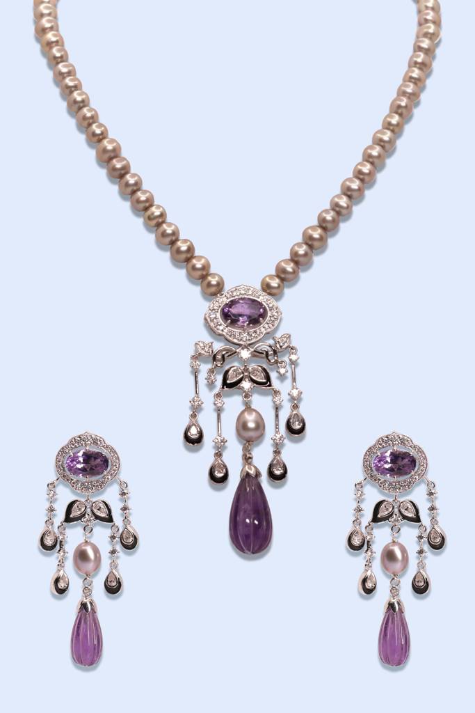 Deco Amethyst Necklace Set : RU_SET_02
