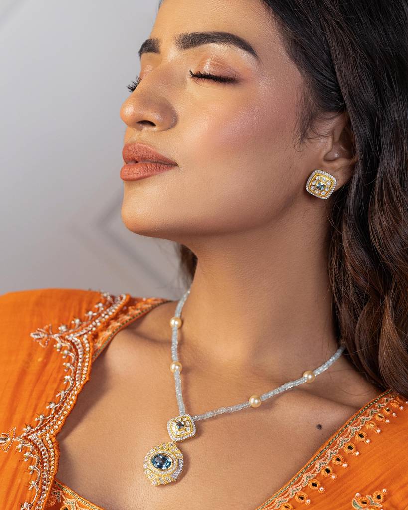 Dia Topaz Pendant Set : RU_SET_04