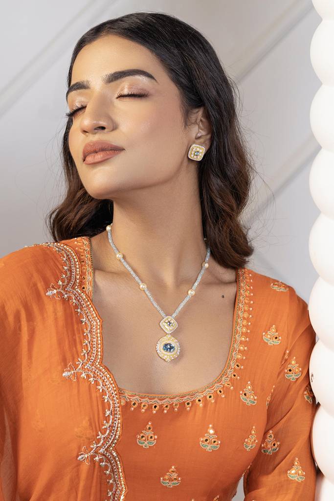 Dia Topaz Pendant Set : RU_SET_04