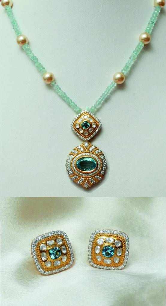 Dia Topaz Pendant Set : RU_SET_04