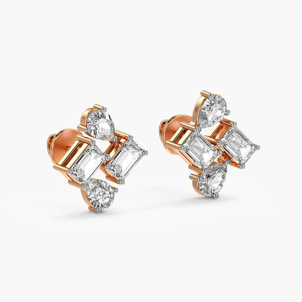 Geometric Grace Lab-Grown Diamond Earrings : AIER-044