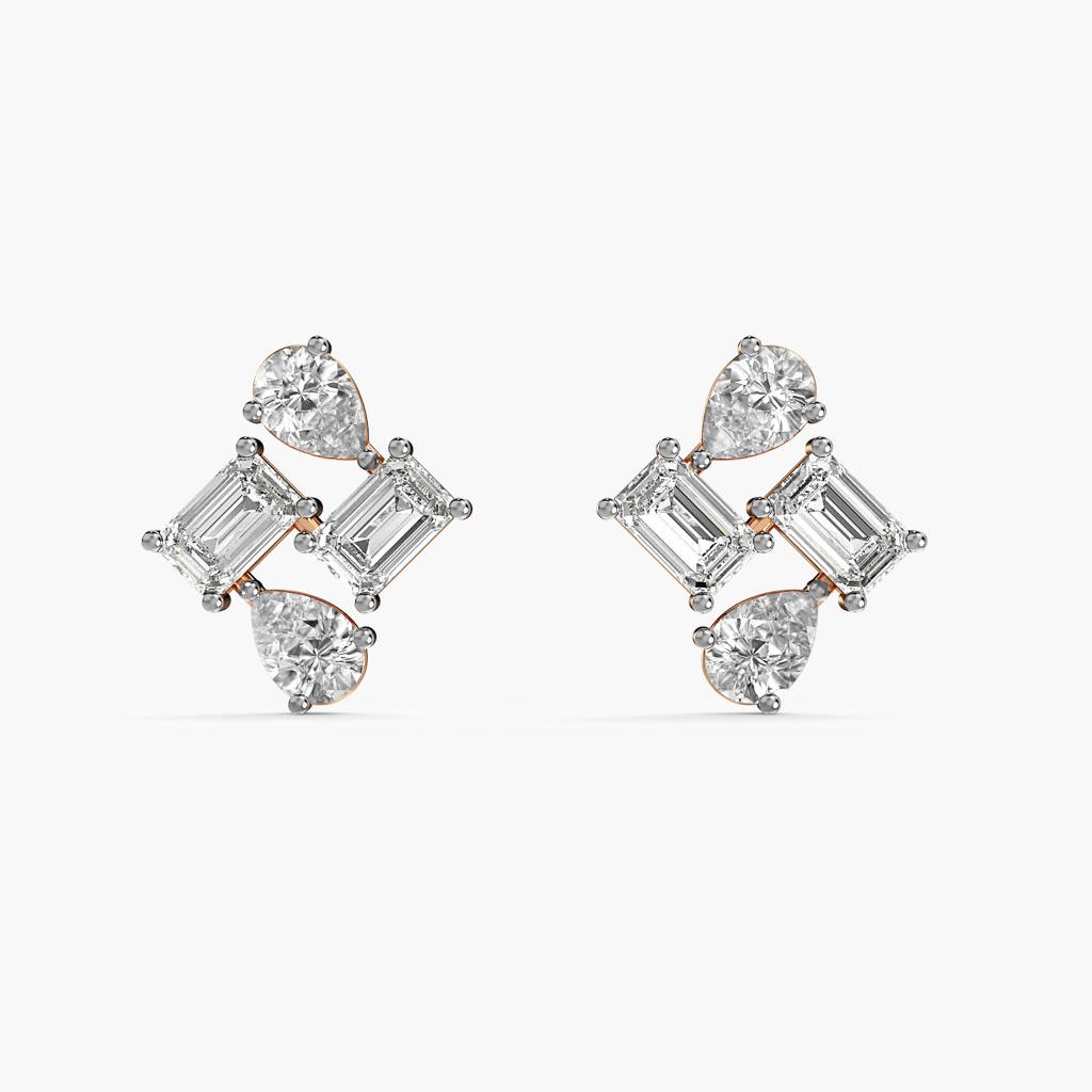 Geometric Grace Lab-Grown Diamond Earrings : AIER-044