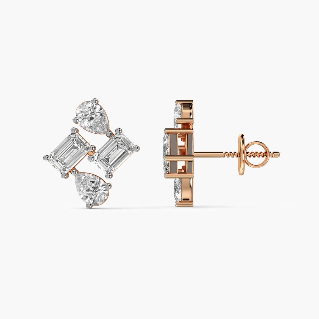 Geometric Grace Lab-Grown Diamond Earrings : AIER-044