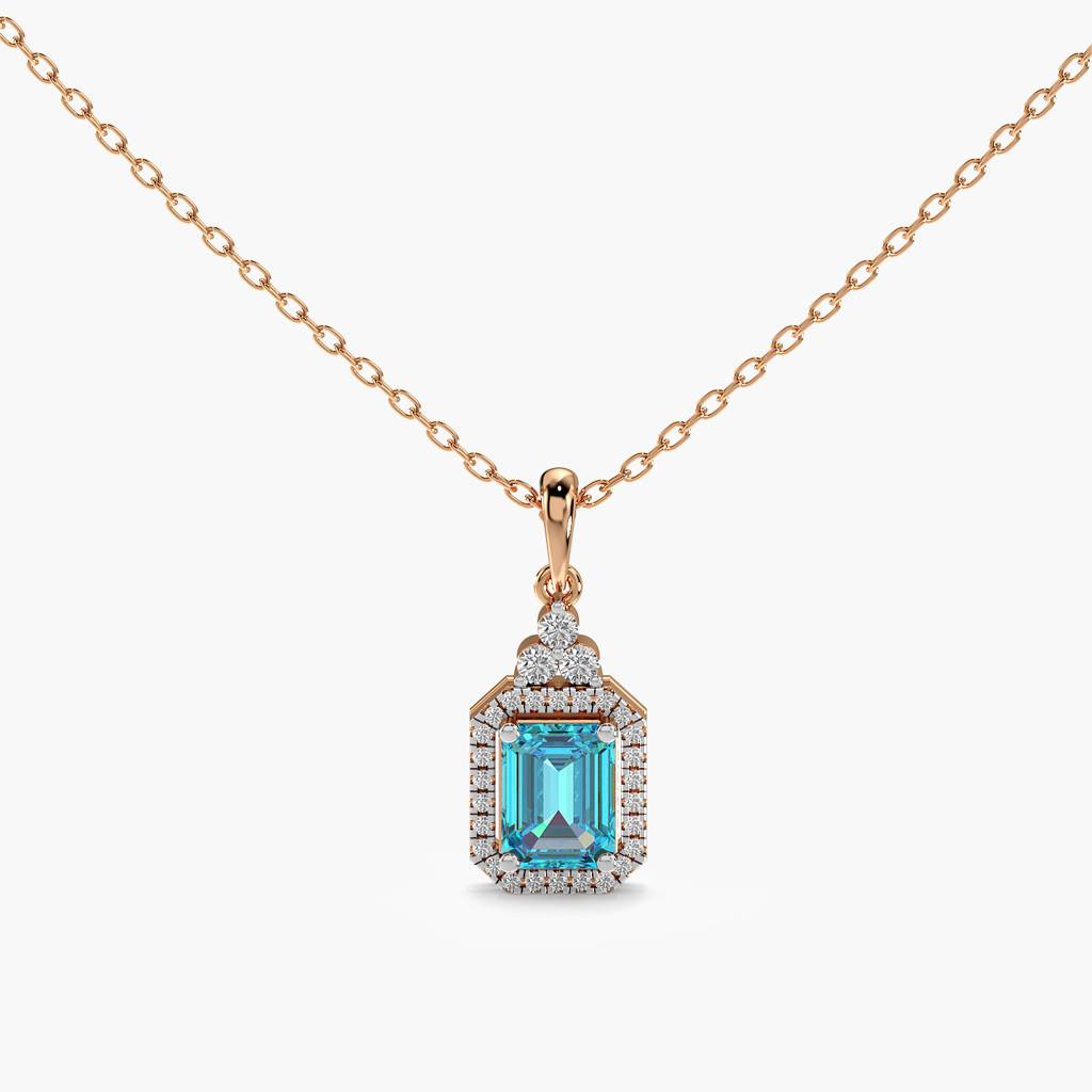 Blue Topaz And Lab-Grown Diamond Pendant