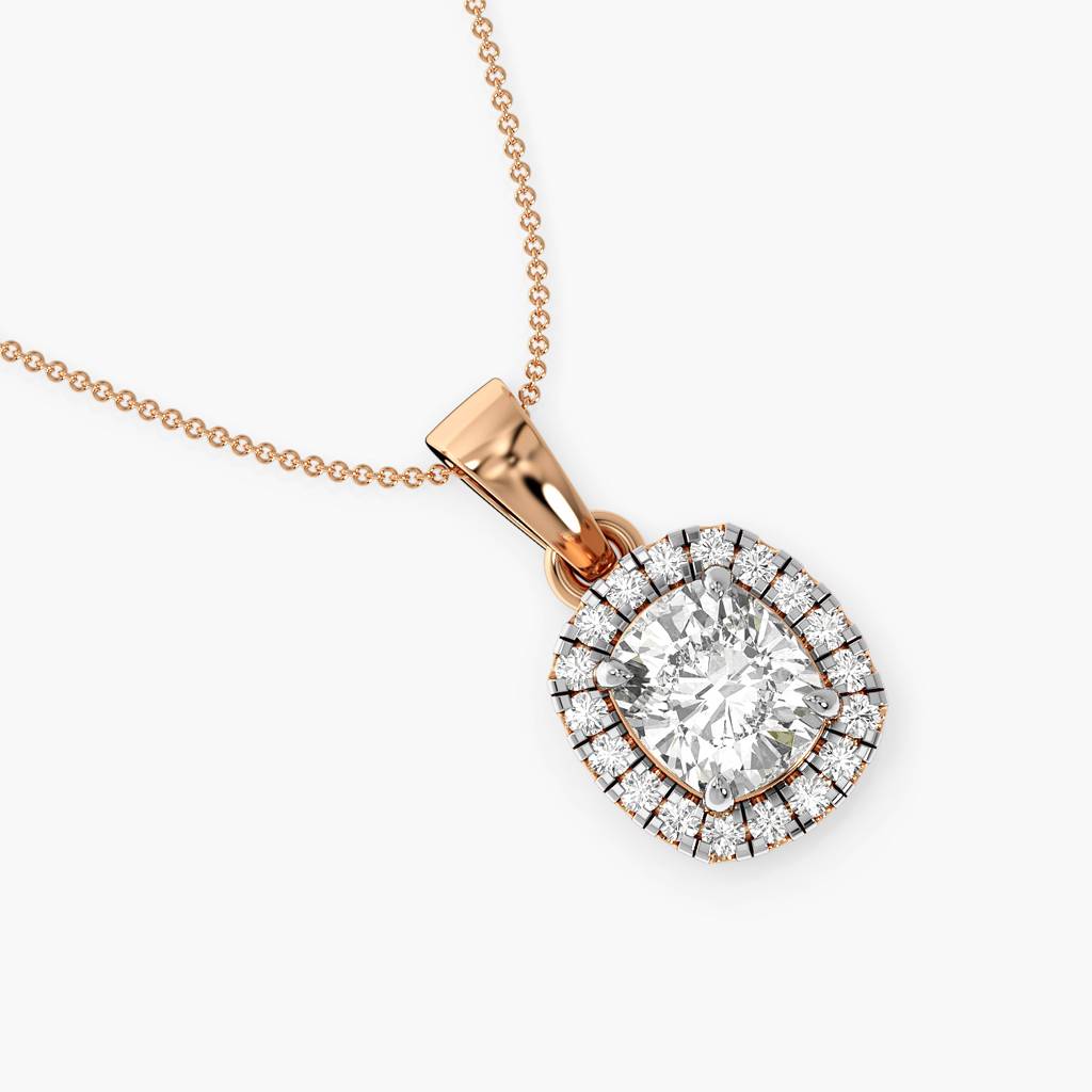 Cushion Halo Diamond Pendant : AIPO-025A