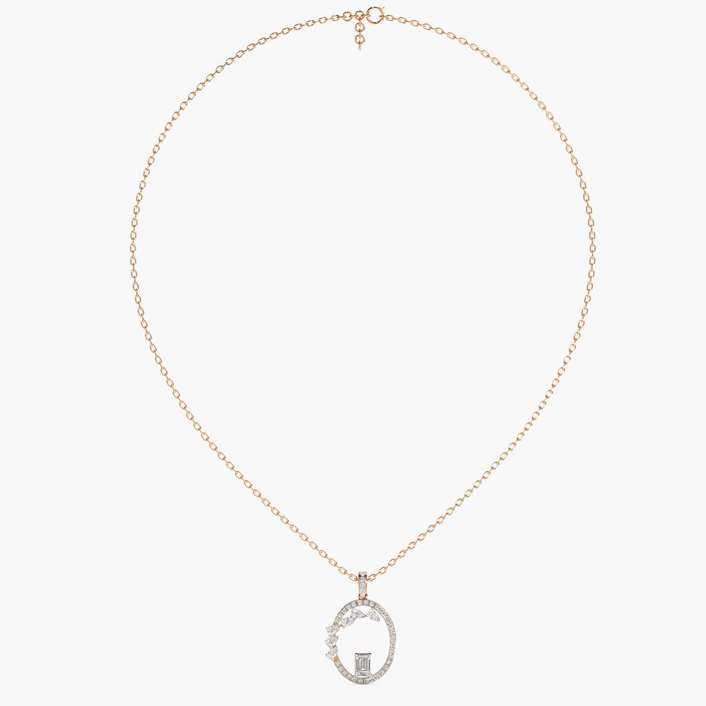 1.8 Ct Abstract Halo Necklace (With Chain) : AIPO-076A