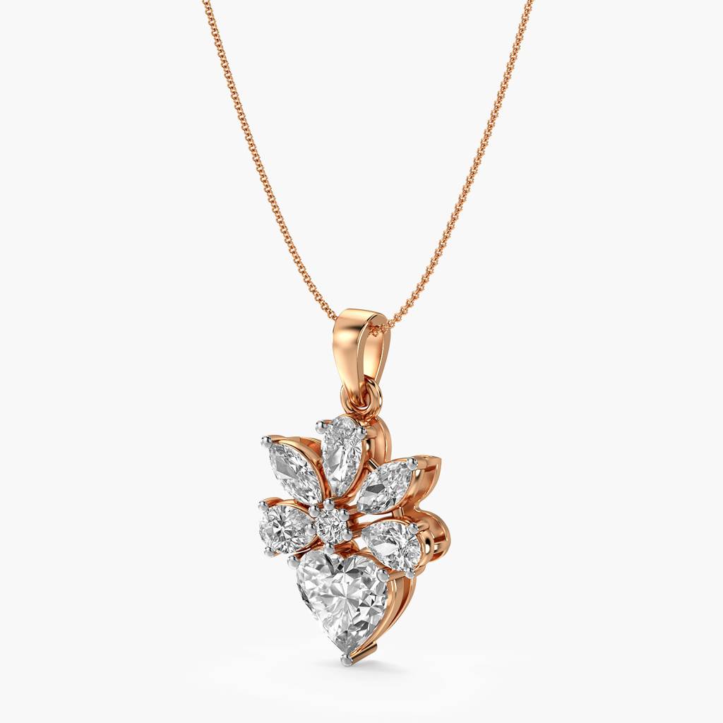 2.5 Ct Floral Heart Diamond Pendant : AIPO-093A