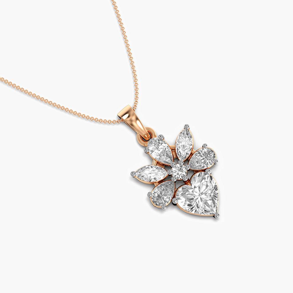 2.5 Ct Floral Heart Diamond Pendant : AIPO-093A