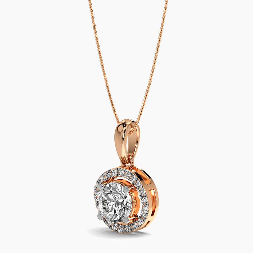 Classic Round Halo Diamond Pendant : AIPO-143