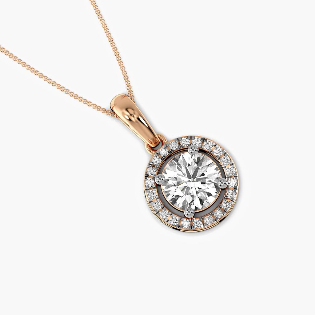 Classic Round Halo Diamond Pendant : AIPO-143