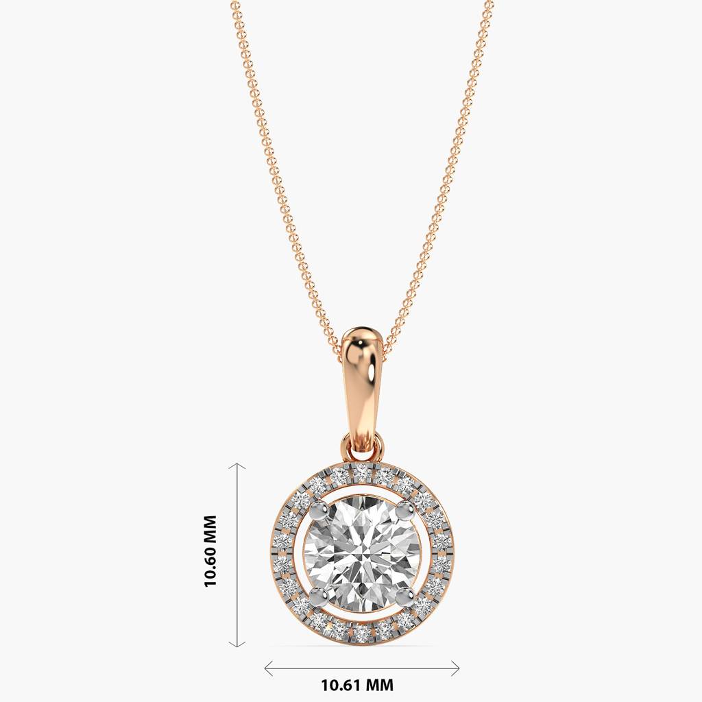 Classic Round Halo Diamond Pendant : AIPO-143