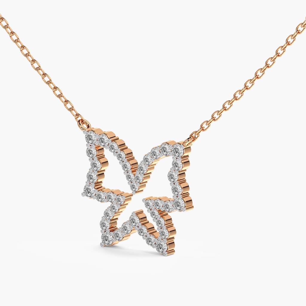 Butterfly Lab-Grown Diamond Necklace (With Chain) : AIPO-149