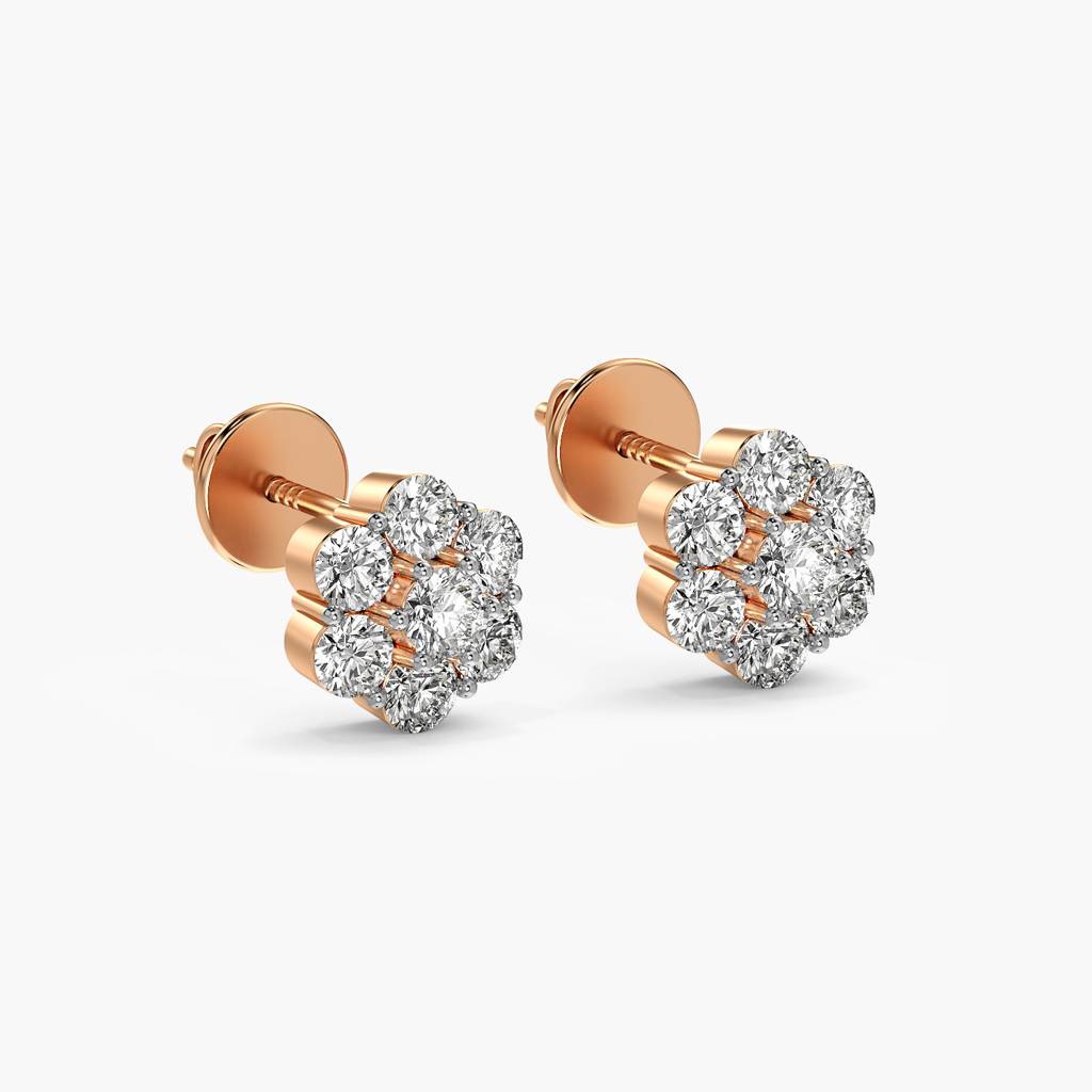 Floral Cluster Lab-Grown Diamond Earrings : ER-355