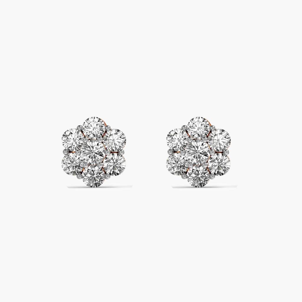 Floral Cluster Lab-Grown Diamond Earrings : ER-355
