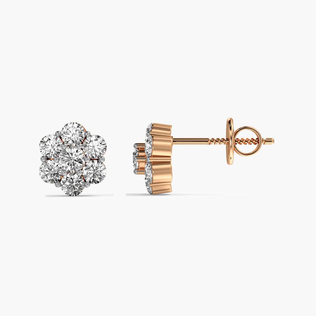 Floral Cluster Lab-Grown Diamond Earrings : ER-355