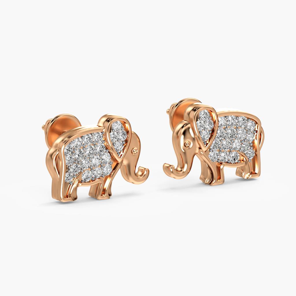 Elephant Motif Lab-Grown Diamond Earrings : ER-372