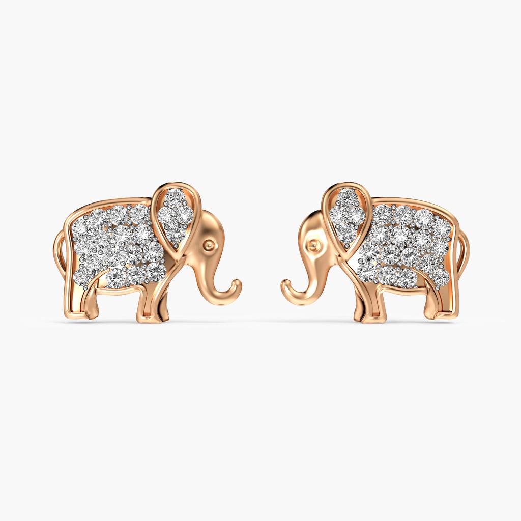 Elephant Motif Lab-Grown Diamond Earrings : ER-372