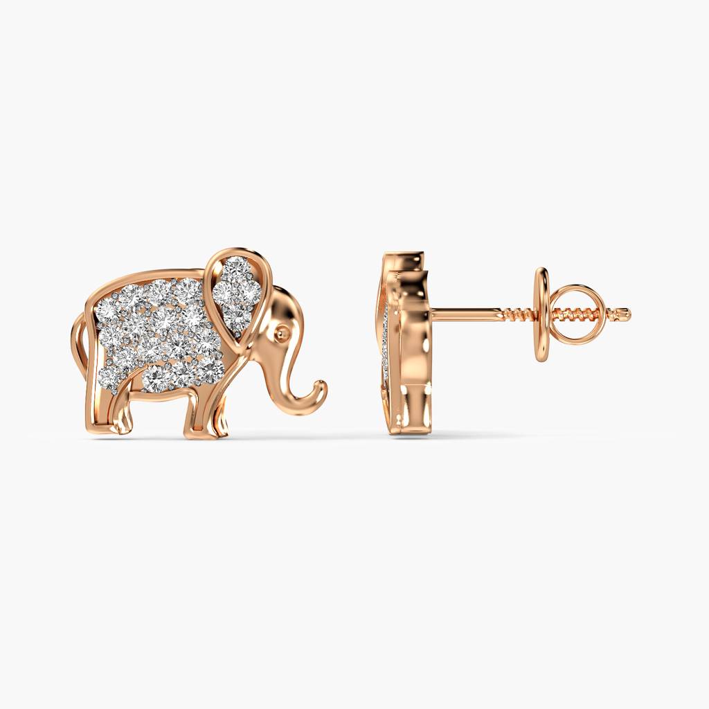Elephant Motif Lab-Grown Diamond Earrings : ER-372