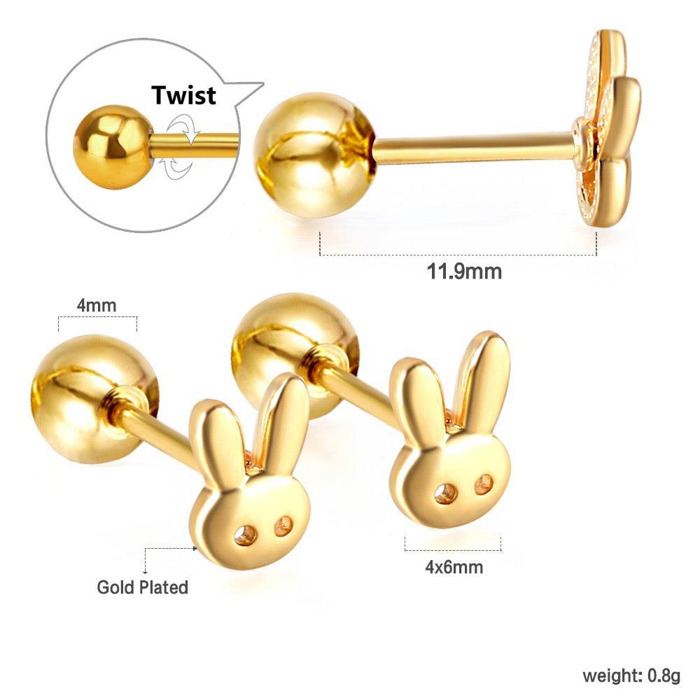 Twisty Locks Rabbits 18K Gold Plated Children'S Earrings · Eternz