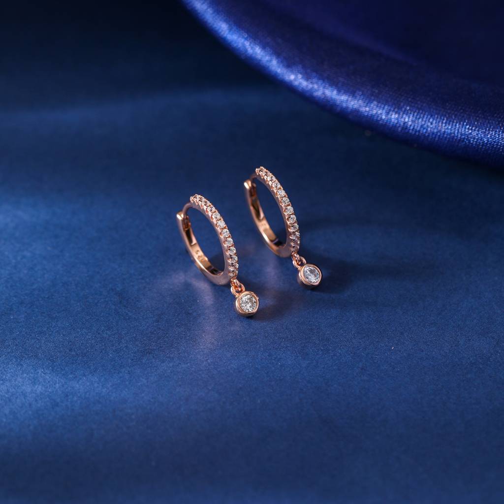[STONE HENgE] 14K ROSE GOLD☆Edge Earrings StoneHenge SHe 14K Earrings SA24B48F Cubic Zirconia Rose