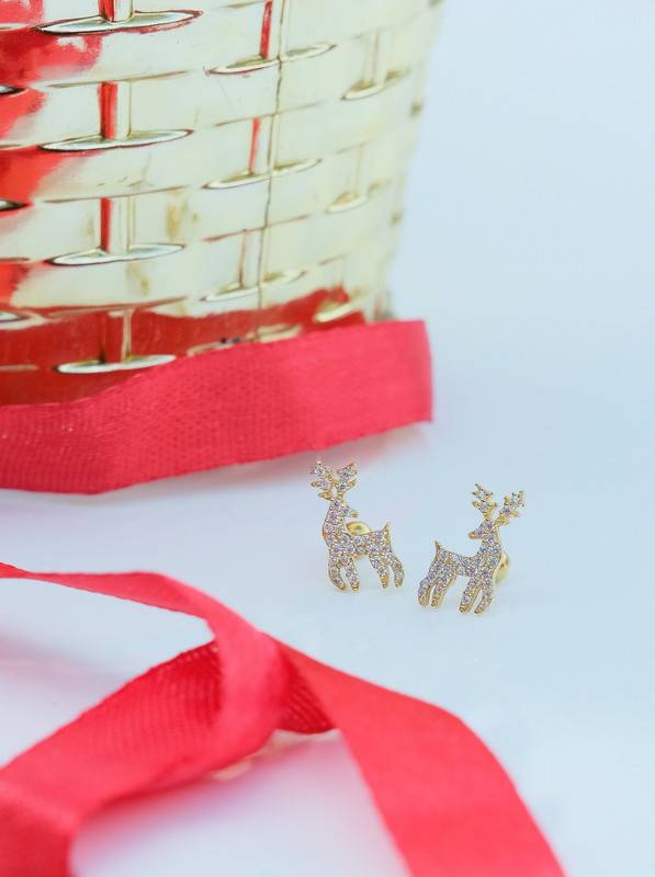 Reindeer Stud Earrings In Sterling Silver With Gold Vermeil Â Elegant Christmas Jewelry Gift : ReindeerStuds