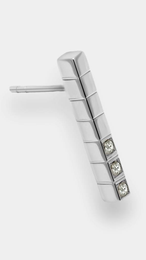 925 Sterling Silver Long Block Resilience Earrings : TSER-RES-EAR-WRS-8007