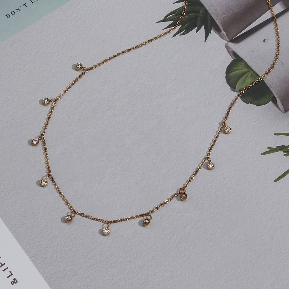 18Kt Gold Plated Rhinestone Necklace, Nia