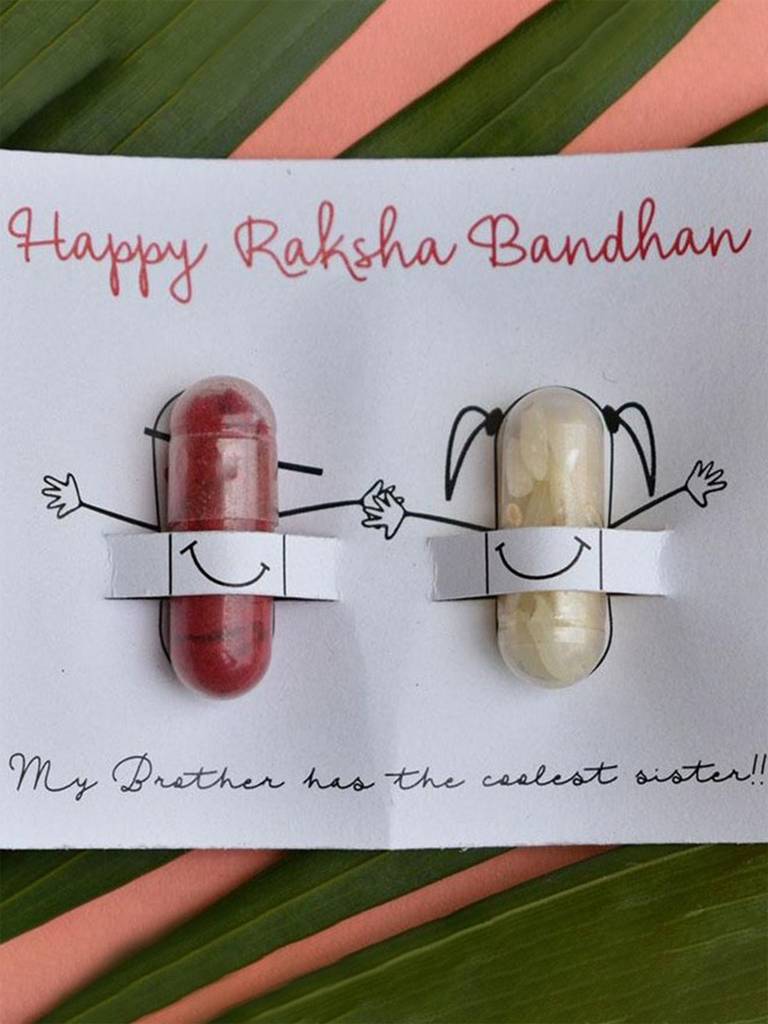Super Bhabhi Quirky Rakhi With Roli Chawal Capsules : ACQR023-B