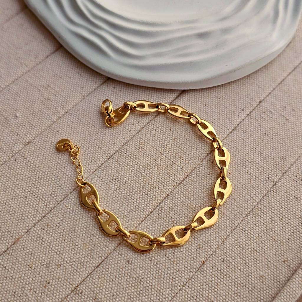 Rose Link Chain Bracelet Gold Stainless Steel