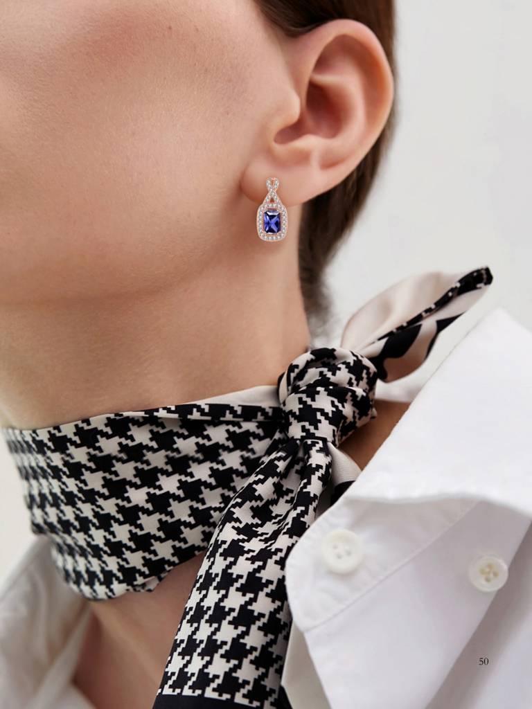 925 Sterling Silver Rosegold Plated Tanzanite Cz Drop Earrings I Blue Stone Earrings For Women & Girls : BRD293203