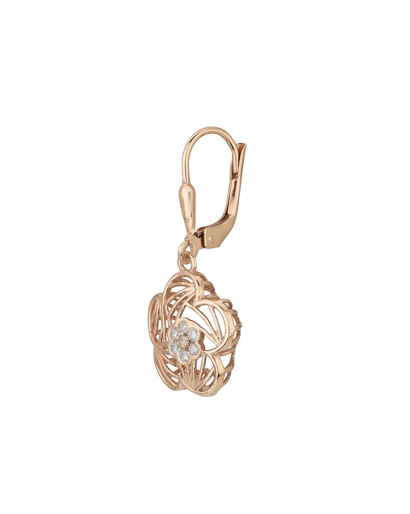 Carlton London Rose Gold-Plated 925 Sterling Silver Floral Drop Earrings : S109665E