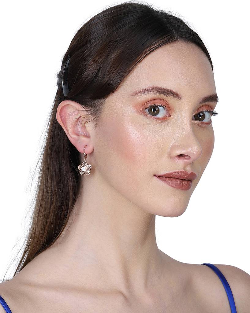 Carlton London Rose Gold-Plated 925 Sterling Silver Floral Drop Earrings : S109665E