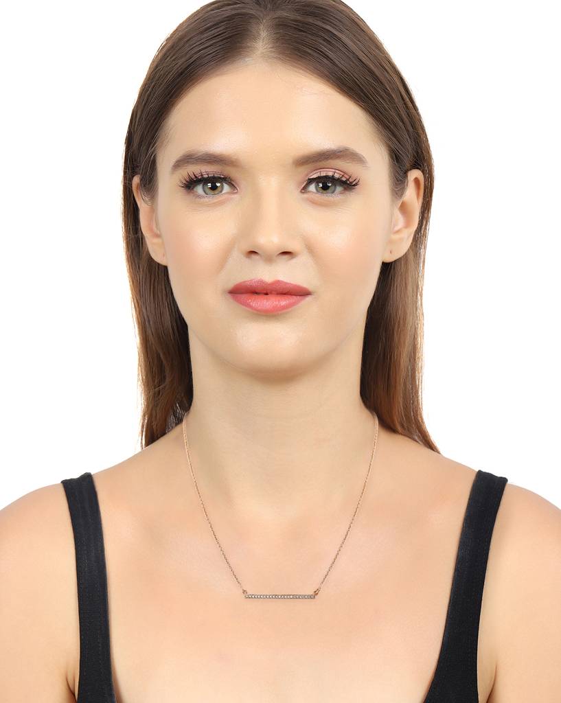 Carlton London Rose Gold-Plated 925 Sterling Silver Cz Stone-Studded Collar Necklace : S111497N