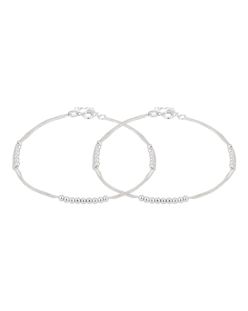 Carlton London Women Set Of 2 925 Sterling Silver Anklets, : S113087A-1