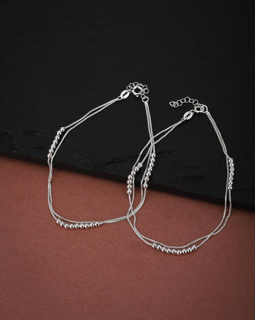 Carlton London Women Set Of 2 925 Sterling Silver Anklets, : S113087A-1