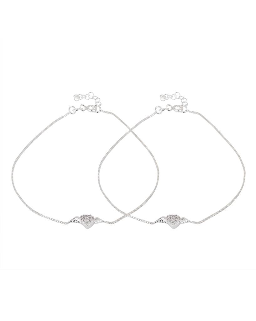 Carlton London Women Set Of 2 925 Sterling Silver Anklets : S113138A-1