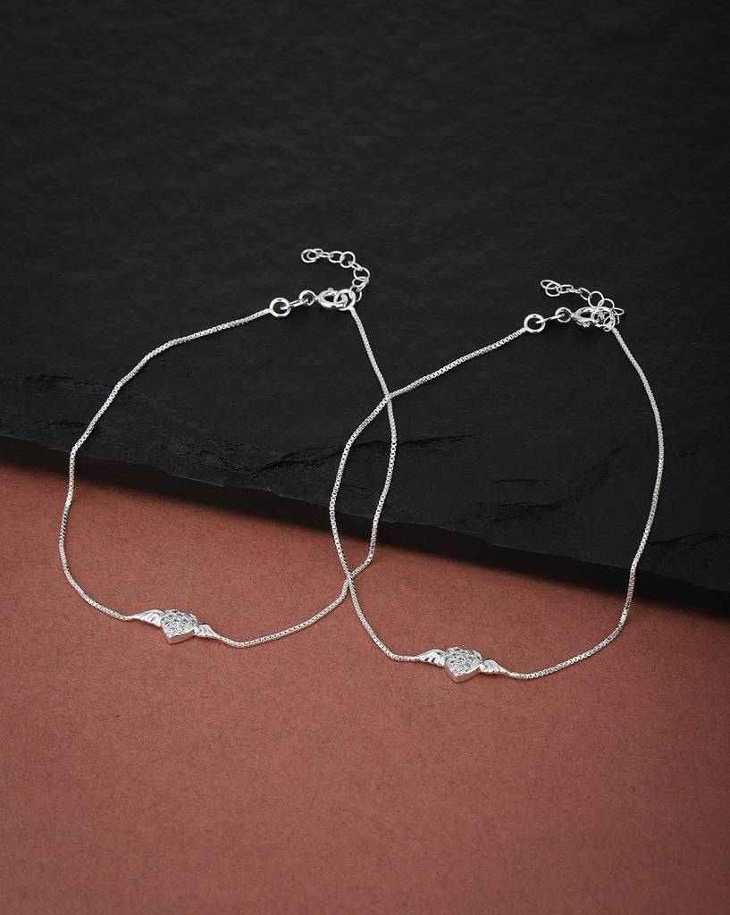 Carlton London Women Set Of 2 925 Sterling Silver Anklets : S113138A-1