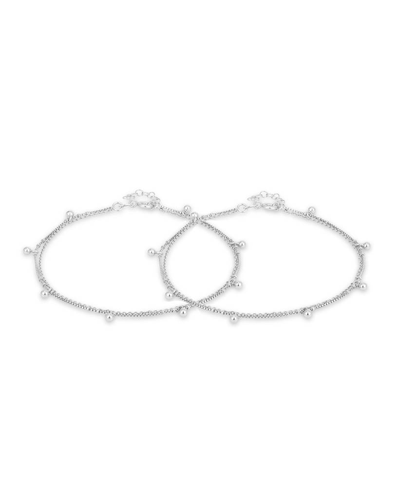 Carlton London Set Of 2 925 Sterling Silver Anklets : S116732A3