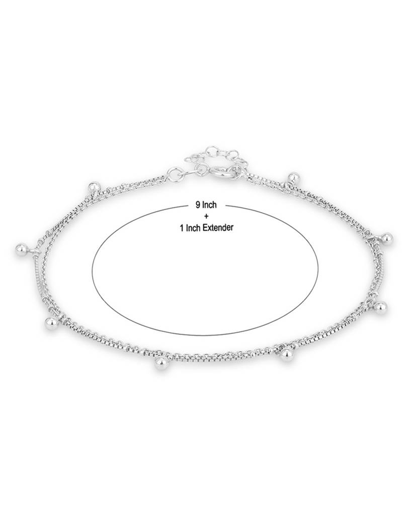 Carlton London Set Of 2 925 Sterling Silver Anklets : S116732A3