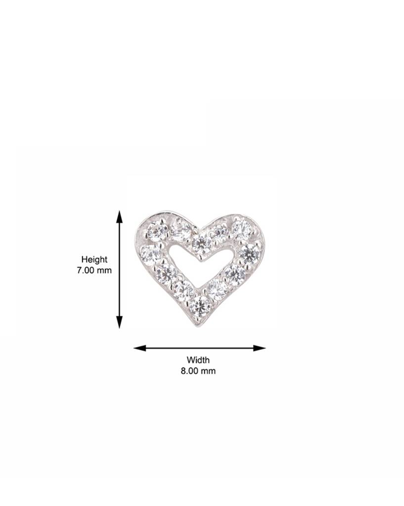 Carlton London Rhodium Plated 925 Sterling Silver Heart-Shaped Stone-Studded Studs : S117015E