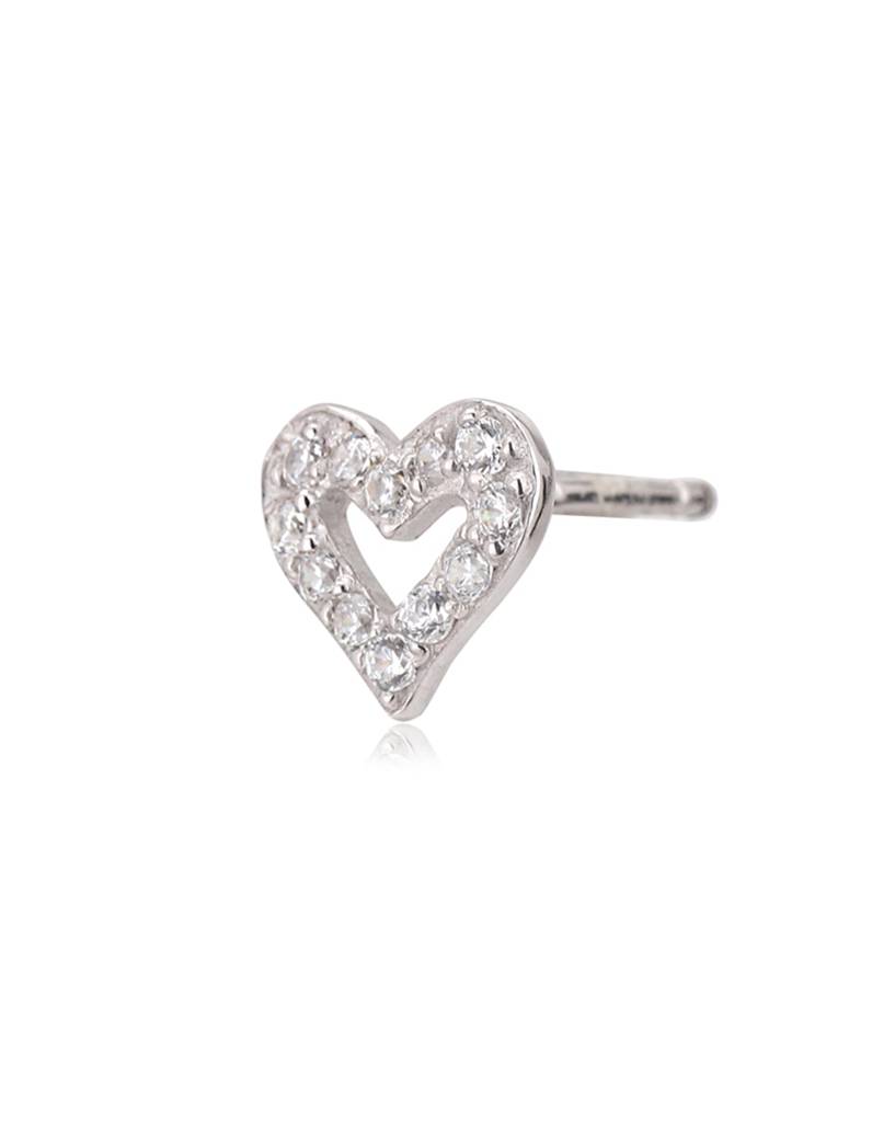 Carlton London Rhodium Plated 925 Sterling Silver Heart-Shaped Stone-Studded Studs : S117015E