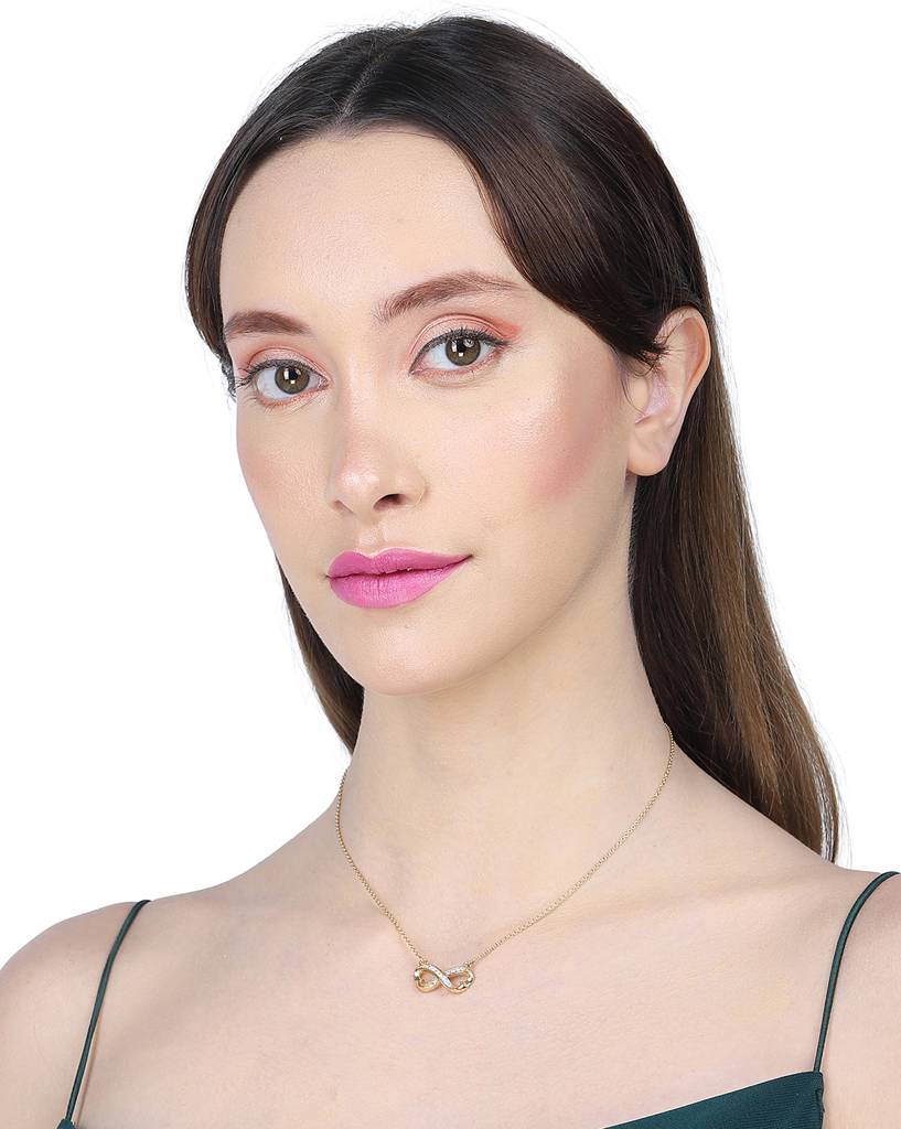 Carlton London Flash Gold-Plated Stone Studded 925 Sterling Silver Necklace : S118369N
