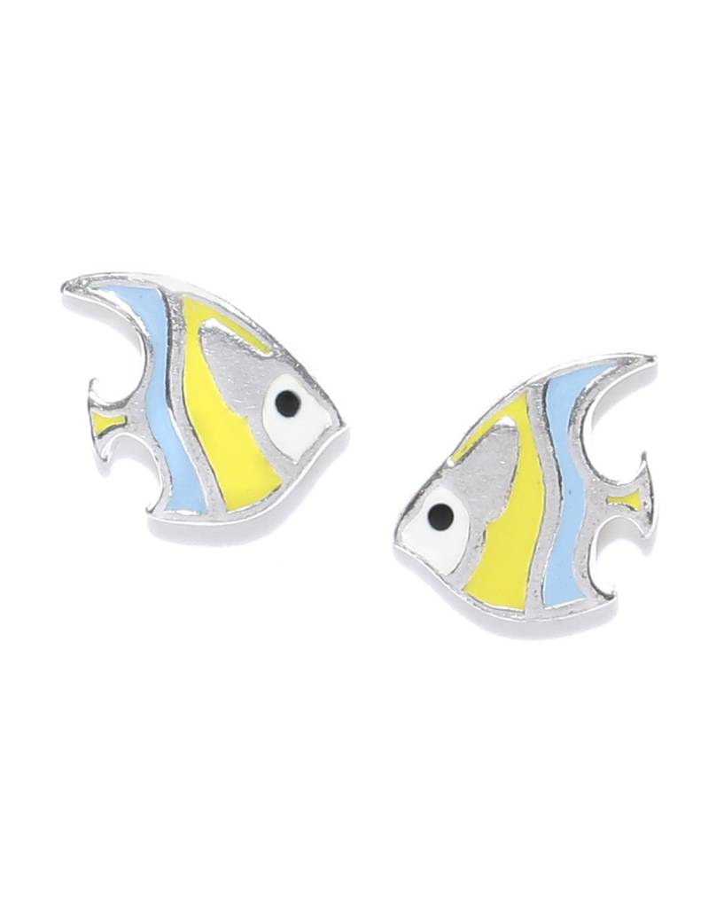 Carlton London Blue & Yellow 925 Sterling Silver Quirky Studs : S118899E-1