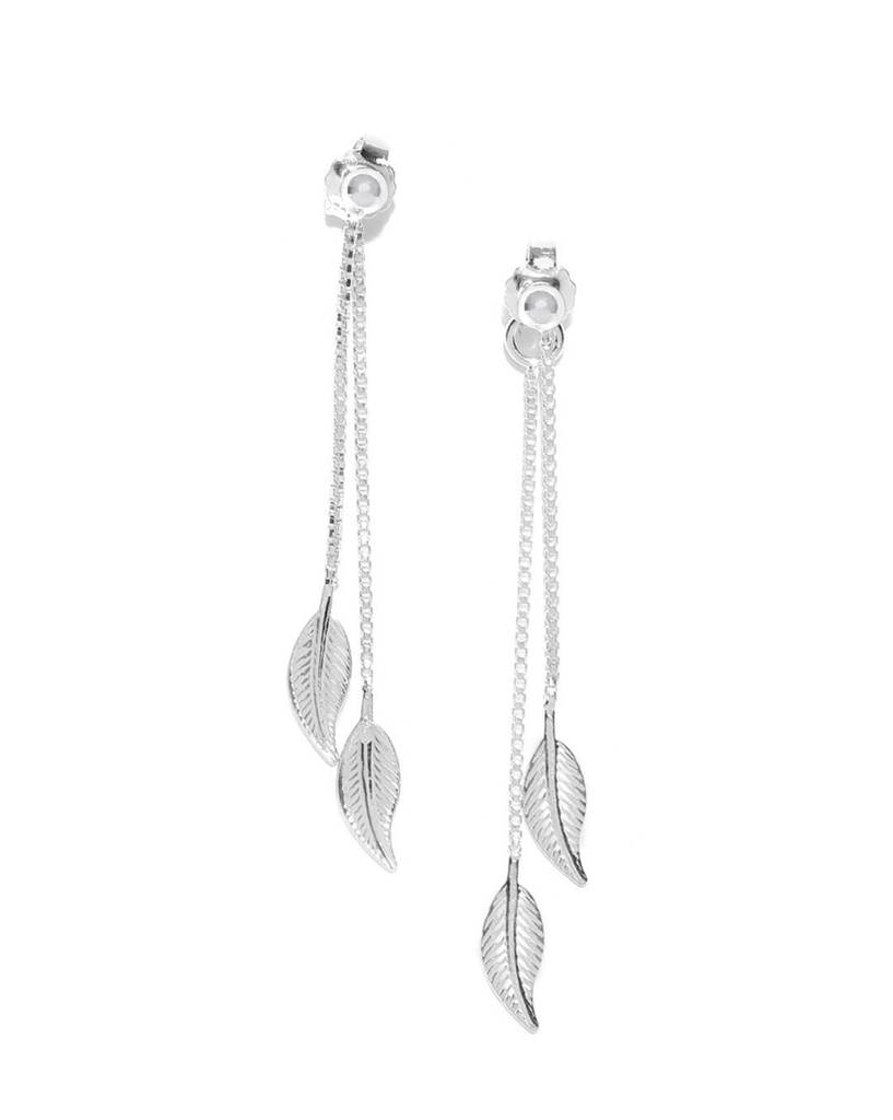 Carlton London 925 Sterling Silver Leaf-Shaped Jacket Drop Earrings : S120855E1
