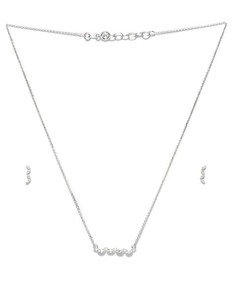 Carlton London 925 Sterling Silver Cz-Studded Jewellery Set With Silver-Plating : S121767NE-4